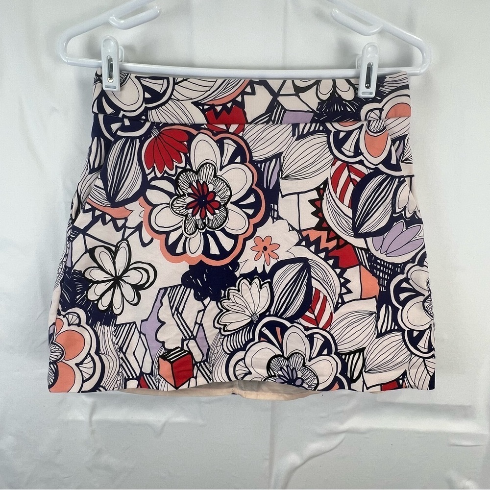 Express - Size 4 - Women's Skirt - Red Blue White - Floral - Lined - Mini